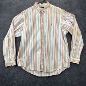 Ralph Lauren Custom Fit Striped Button Down‎ Shirt Mens 18/XXL Multicolor